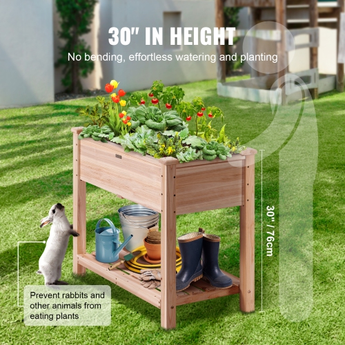 VEVOR 34 x 18 x 30 in Garden Bed, Wooden Planter Box, Elevated Outdoor Planting Boxes with Legs, for Growing Flowers/Vegetables/Herbs in