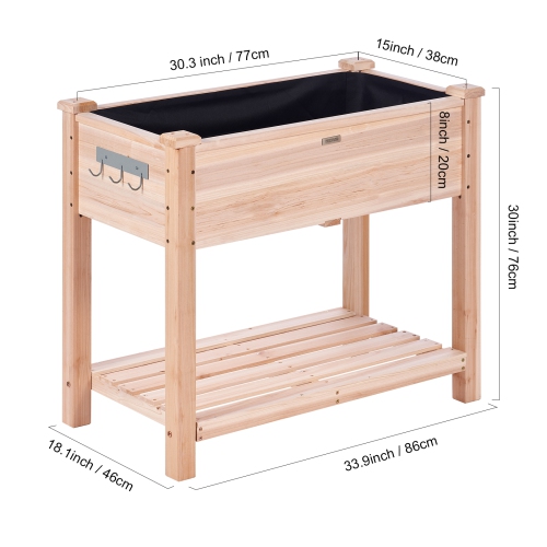 VEVOR 34 x 18 x 30 in Garden Bed, Wooden Planter Box, Elevated Outdoor Planting Boxes with Legs, for Growing Flowers/Vegetables/Herbs in