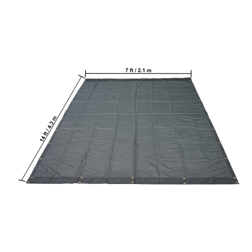 VEVOR 7 x 14 ft Dump Truck Mesh Tarp, PVC Coated Black Heavy Duty Cover with 5.5" 18oz Double Pocket, Brass Grommets, Double Needle Stitch Webbing