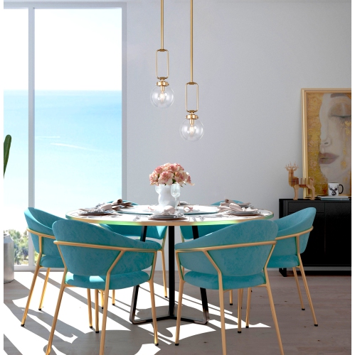1-light gold kitchen island pendant light with clear glass shade