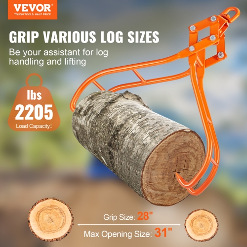 VEVOR 28 inch Timber Claw Hook,4 Claw Log Grapple for Logging Tongs,Steel Log Tongs, Eagle Claws Design with 2205 lbs/1000 kg Loading Capacity for