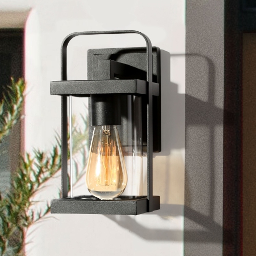 Industrial 1-light Black Outdoor Pendant Light with Clear Glass Shade