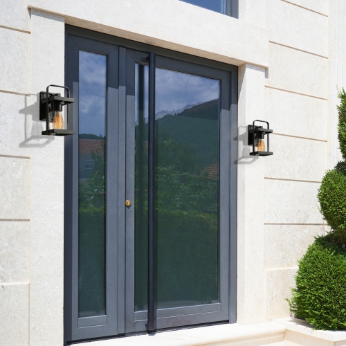 Industrial 1-light Black Outdoor Pendant Light with Clear Glass Shade