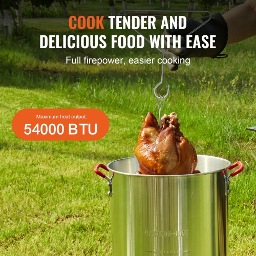 VEVOR 30-qt Turkey Deep Fryer, Turkey Fryer Boiler Steamer Cooker Set, Outdoor Aluminum Frying Pot, 54,000 BTU Burner Propane Gas Boiler, Includes