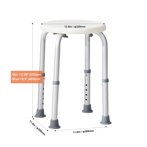 VEVOR 300 lbs Capacity, Shower Chair for Inside Shower, Adjustable Height Shower Stool, Non-Slip Bench Bathtub Seat Stool for Elderly Disabled Adults