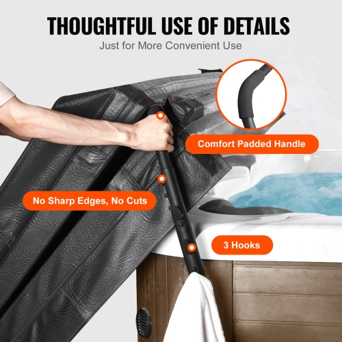 Capot de spa VEVOR de 31,5" à 41,3", couvercle de spa relevable, largeur réglable de 57 à 92,5", installé en dessous des deux côtés, adapté aux