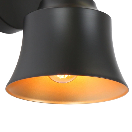 1-Light Black and Brass Wall Sconce with Metal Shade