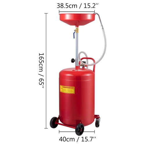 VEVOR Waste Oil Drain Tank 20 Gallon Portable Oil Drain Air Operated Drainer Oil Change, Oil Drain Container, Fluid Fuel Transfer Drainage Adjustable