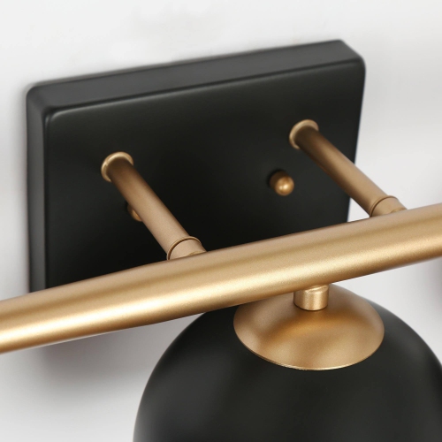 22 in. 3-Light Black and Brass Vanity Light with Metal Shades