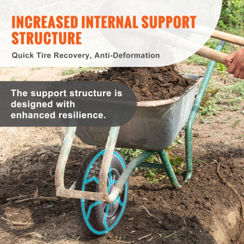 VEVOR 10" Solid PU Run-Flat Tire Wheel, 2-Pack, 180 lbs Dynamic Load, 220 lbs Static Load, Flat Free Tubeless Tires and Wheels for Hand Truck,