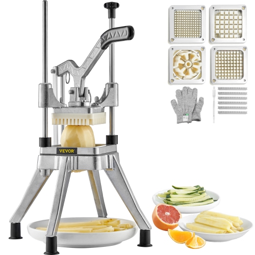 VEVOR Commercial Chopper with 4 Replacement Blades Commercial Vegetable Chopper Stainless Steel French Fry Cutter Dicer & Slicer Commercial Vegetable