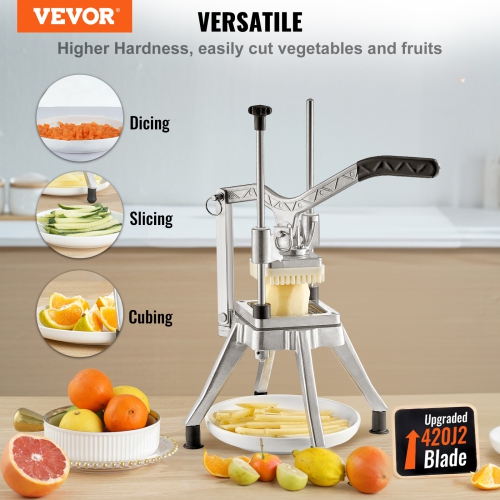 VEVOR Commercial Chopper with 4 Replacement Blades Commercial Vegetable Chopper Stainless Steel French Fry Cutter Dicer & Slicer Commercial Vegetable