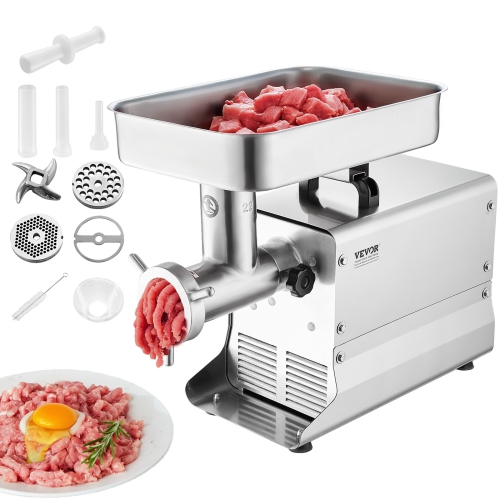 VEVOR Meat Grinder, 13 Lbs/Min Capacity Electric Meat Grinders with Blade, Grinding Plate, Sausage Maker, Stainless Steel Commercial Meat Mincer for