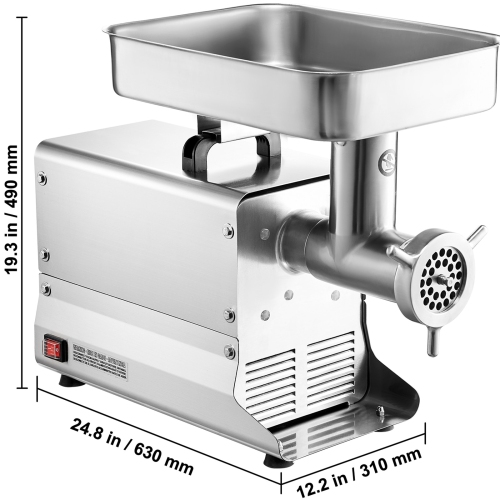 VEVOR Meat Grinder, 13 Lbs/Min Capacity Electric Meat Grinders with Blade, Grinding Plate, Sausage Maker, Stainless Steel Commercial Meat Mincer for