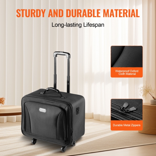 VEVOR 3 Tiers Rolling Makeup Train Case Large Storage, Convenient Carry With Handle,Wheels, Strap, Professional Makeup Storage Organizer Box Make Up