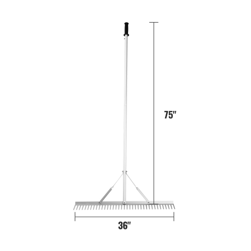 VEVOR 36" Landscape Rake, Head Aluminum Landscape Rake, Lake Weed Rake with 75" Long Handle, for Loosening Soil, Lawn Care, Weeding Lake, Garden, Pond