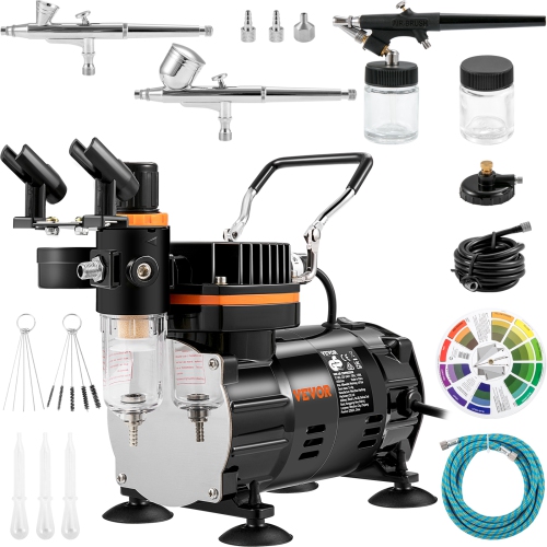 Image 1 of 9.. VEVOR Airbrush Ensemble, Expert Airbrush Kit with Compressor, Multi-Use Dual-Action Gravity Feed Airbrush System for Art, Nails, Cookies, Tattoos