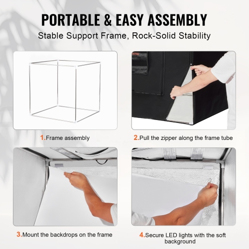 VEVOR 32" x 32" Photo Studio Light Box, 5600K Professional Photo Shooting Tent Kit with 210 LED Lights 5 Backdrops Power Adapter Soft Light Cloth
