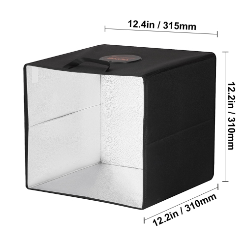 Caisson lumineux de studio photo VEVOR de 12 x 12&nbsp;po, 3000-5600K réglables 3 températures de couleur, trousse de tente professionnelle avec 120