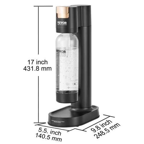 VEVOR 1L Sparkling Water Maker Home Carbonating, Seltzer Water Starter Kit with BPA free PET Bottle, Compatible with Mainstream Screw-in 60L CO2