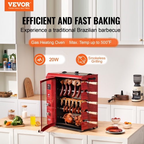 VEVOR 5 Shawarma Grill Machine, Strings of Barbecue Capacity, Chicken Shawarma Cooker Machine,Broiler Gyro Rotisserie Oven Doner Kebab Machine, for