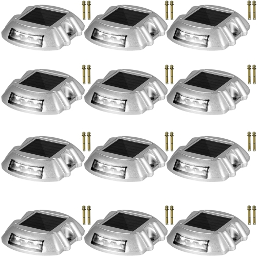VEVOR Solar Pathway Lights, 12-Pack, White, Includes Screws, Weatherproof Outdoor Deck Lights, 6 LED, Ideal for Garden Paths, Walkways, Driveways &