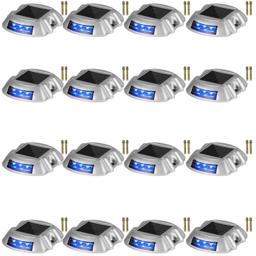 VEVOR 16-Pack Driveway Lights, Solar Driveway Lights with Switch Button, Solar Deck Lights Waterproof, Wireless Dock Lights 6 LEDs for Path Warning