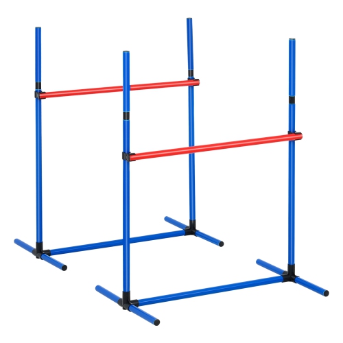 VEVOR 4 Dog Agility Training Equipment,PCS Set - Adjustable High Hurdles and Jump Ring, Puppy Obstacle Course Jump Starter Kit with Poles Storage Bag