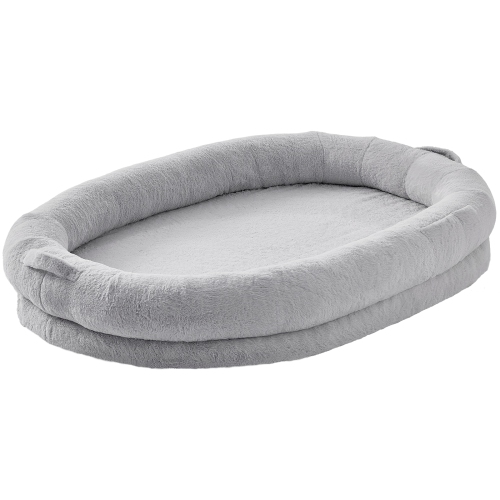 VEVOR  72" X48"x10" Human Dog Bed, Human Dog Bed for Adult, Human Size Dog Bed \w Washable Faux Rabbit Fur Cover, Egg Orthopedic Foam, Storage