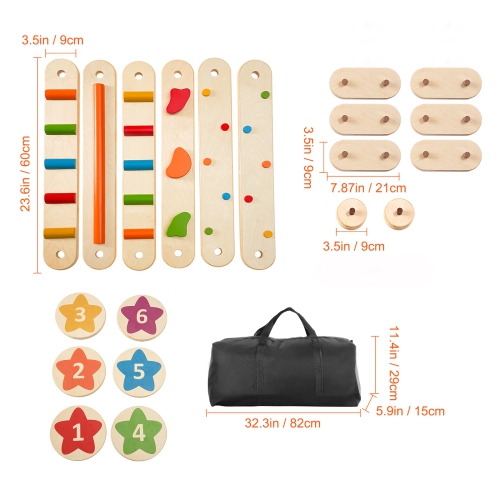 Pierres de pas VEVOR 6 PCS Balance Beam, planches d'équilibre en bois pour tout-petits, jouet Montessori pour enfants de 2 à 6 ans, coordination et