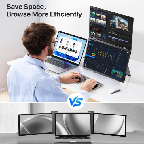 UPERFECT Delta 15.6" Dual Monitor 1080P HDR, 360° Foldable Portable Laptop Screen Extender with Stand for Laptop, PC, Phone, and Game Console