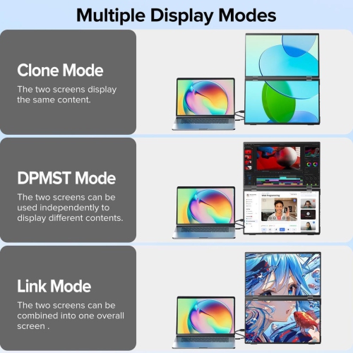 UPERFECT Delta 15.6" Dual Monitor 1080P HDR, 360° Foldable Portable Laptop Screen Extender with Stand for Laptop, PC, Phone, and Game Console