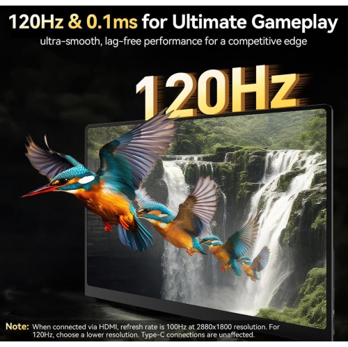 UPERFECT 16" OLED Portable Monitor, 3K 2880x1800, 120Hz, 0.1ms, 500 Nits, 100% DCI-P3, 100000:1 Contrast, Ultra-Slim for Gaming, Work, and Travel