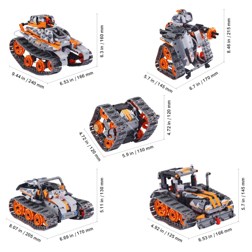 VEVOR STEM Building Toys for Kids, 5-in-1 554 PCS, Remote Control Car Building Kits Remote & APP Controlled Car/Robot/Rubik's Cube/Snowplow, RC STEM