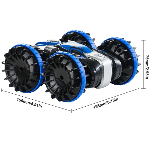 VEVOR Amphibious Remote Control Car Boat, 2.4GHz 12 km/h, 4WD Waterproof RC Car for Kids, 360° Rotating Stunt Car with 2 Batteries, All Terrain Beach