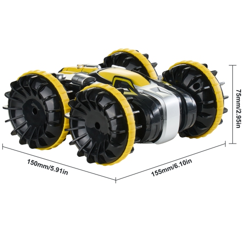 VEVOR Amphibious Remote Control Car Boat, 2.4GHz 12 km/h, 4WD Waterproof RC Car for Kids, 360° Rotating Stunt Car with 2 Batteries, All Terrain Beach