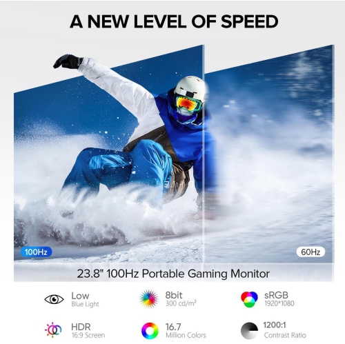 UPERFECT Delta 23.8" 100Hz Dual Monitor Portable Screen Extender with 1080P HDR, 360° Folding, VESA Mount for Laptop, PC, Phone, Game Console