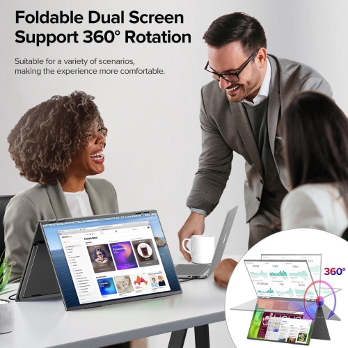 UPERFECT Delta 23.8" 100Hz Dual Monitor Portable Screen Extender with 1080P HDR, 360° Folding, VESA Mount for Laptop, PC, Phone, Game Console