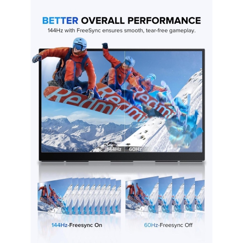 UPERFECT 18" 2K 144Hz Portable Touchscreen Gaming Monitor - QHD 2560x1600, 100% DCI-P3, FreeSync, HDR, VESA, Slim Frameless, for PC, Laptop, Console,