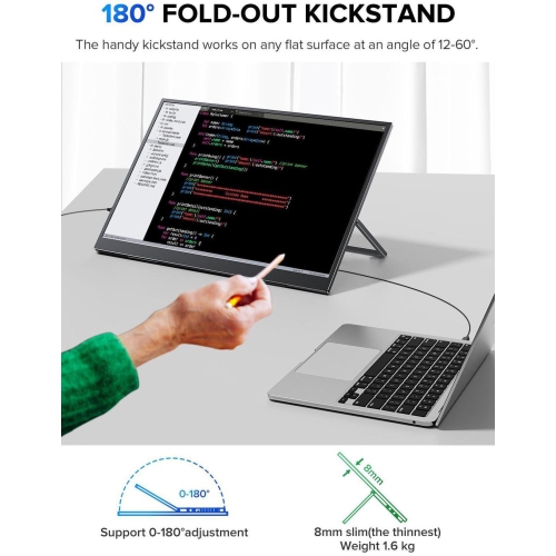 UPERFECT 18" 2K 144Hz Portable Touchscreen Gaming Monitor - QHD 2560x1600, 100% DCI-P3, FreeSync, HDR, VESA, Slim Frameless, for PC, Laptop, Console,