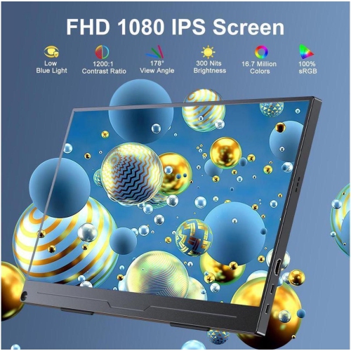 Moniteur portatif FHD 6 x 1080 de 15&nbsp;po d'UPERFECT avec HDR et IPS, USB-C, HDMI, support VESA, écran antireflet et un support 3-en-1 pour le