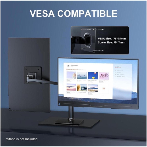 Moniteur portatif FHD 6 x 1080 de 15&nbsp;po d'UPERFECT avec HDR et IPS, USB-C, HDMI, support VESA, écran antireflet et un support 3-en-1 pour le