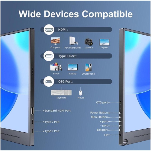 Moniteur portatif FHD 6 x 1080 de 15&nbsp;po d'UPERFECT avec HDR et IPS, USB-C, HDMI, support VESA, écran antireflet et un support 3-en-1 pour le