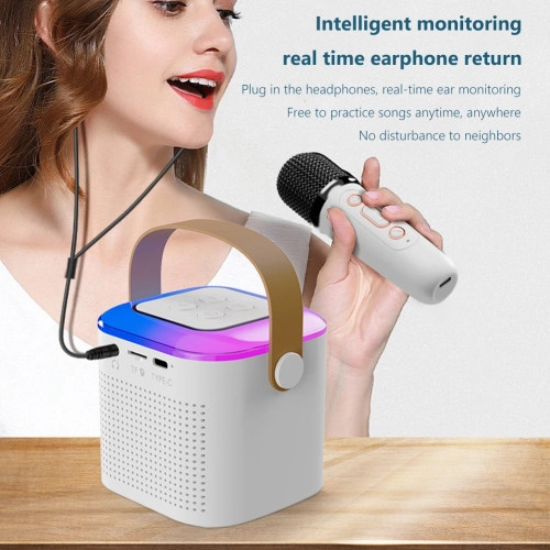 Portable Karaoke Machine with 2 Microphones, Bluetooth 5.3 Mini Speaker, Home Singing Machine, Musical Toy for Boys and Girls