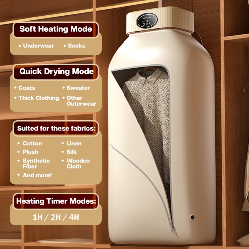 Sécheuse portative, séchage rapide, séchage minuté et silencieux, sécheuse portative compacte pliable pour appartements et voyages à domicile en VR