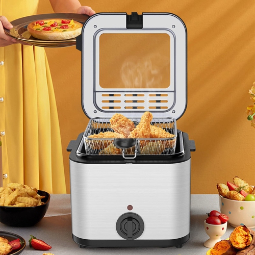 Electric Deep Fryer, 2.5 L Stainless Steel Deep Fryer, Adjustable Temperature with Removable Basket and Viewing Window