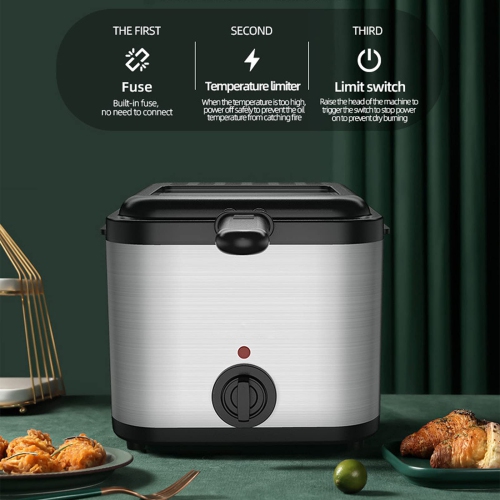 Electric Deep Fryer, 2.5 L Stainless Steel Deep Fryer, Adjustable Temperature with Removable Basket and Viewing Window
