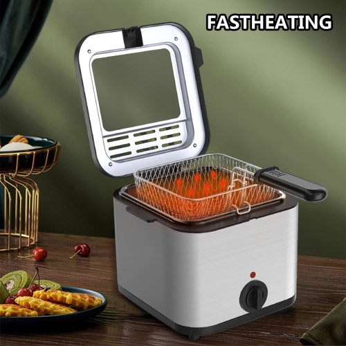 Electric Deep Fryer, 2.5 L Stainless Steel Deep Fryer, Adjustable Temperature with Removable Basket and Viewing Window