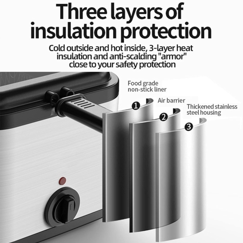 Electric Deep Fryer, 2.5 L Stainless Steel Deep Fryer, Adjustable Temperature with Removable Basket and Viewing Window