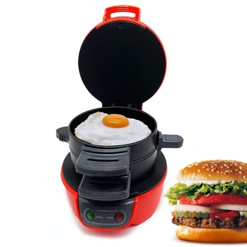Electric Burger Maker Machine Sandwich Maker, Mini Maker Round Griddle Breakfast Machine for Hamburger, Muffins, Croissants, Waffles